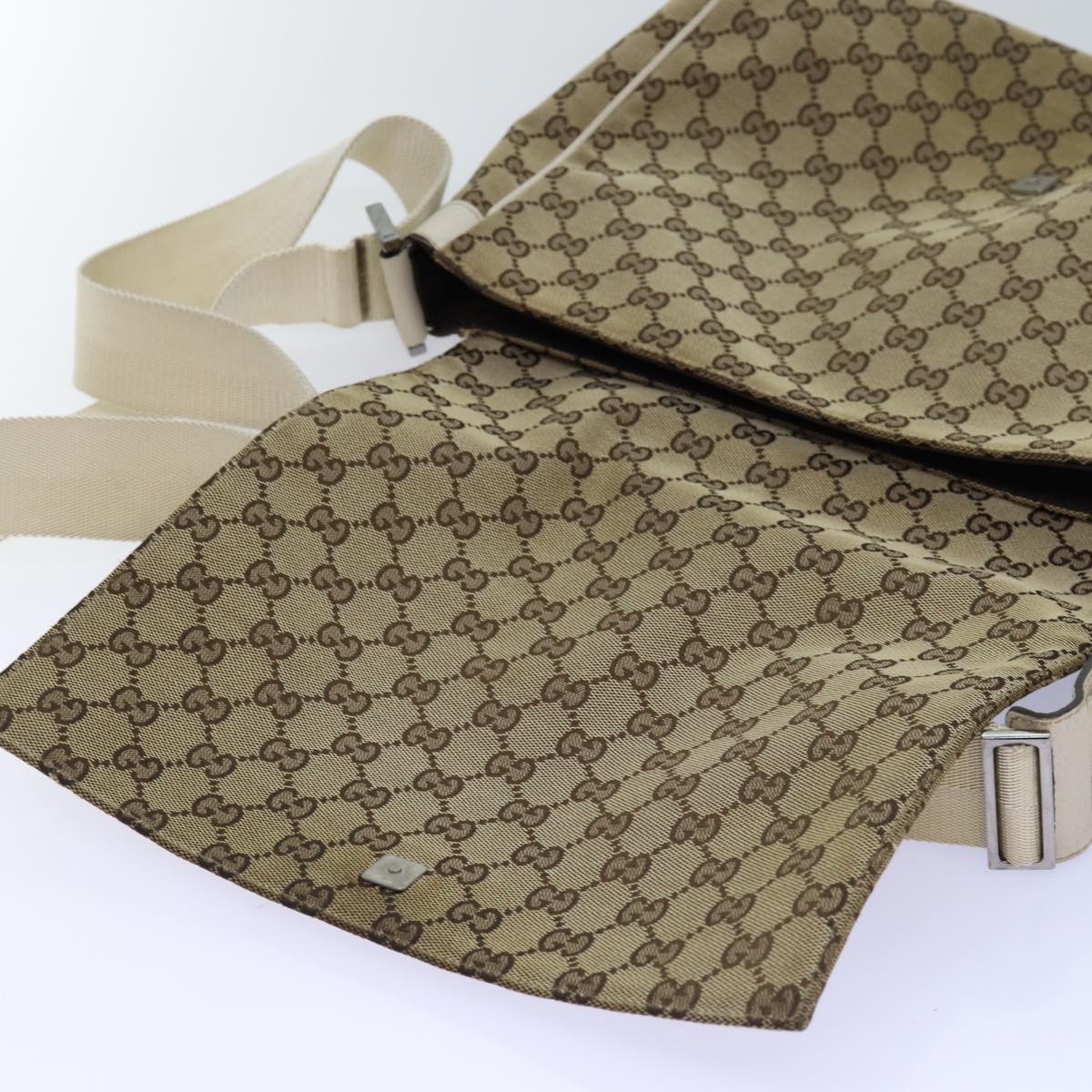 GUCCI GG Canvas Shoulder Bag Beige 146236 75978