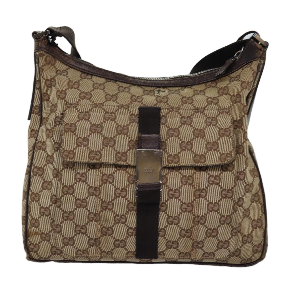 GUCCI GG Canvas Shoulder Bag Beige 131211 75979