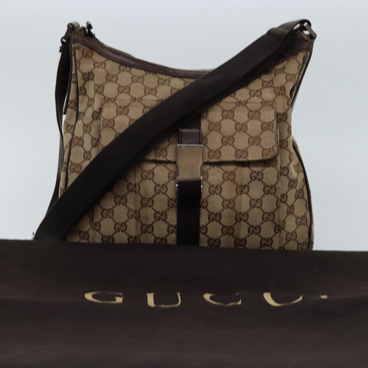 GUCCI GG Canvas Shoulder Bag Beige 131211 75979