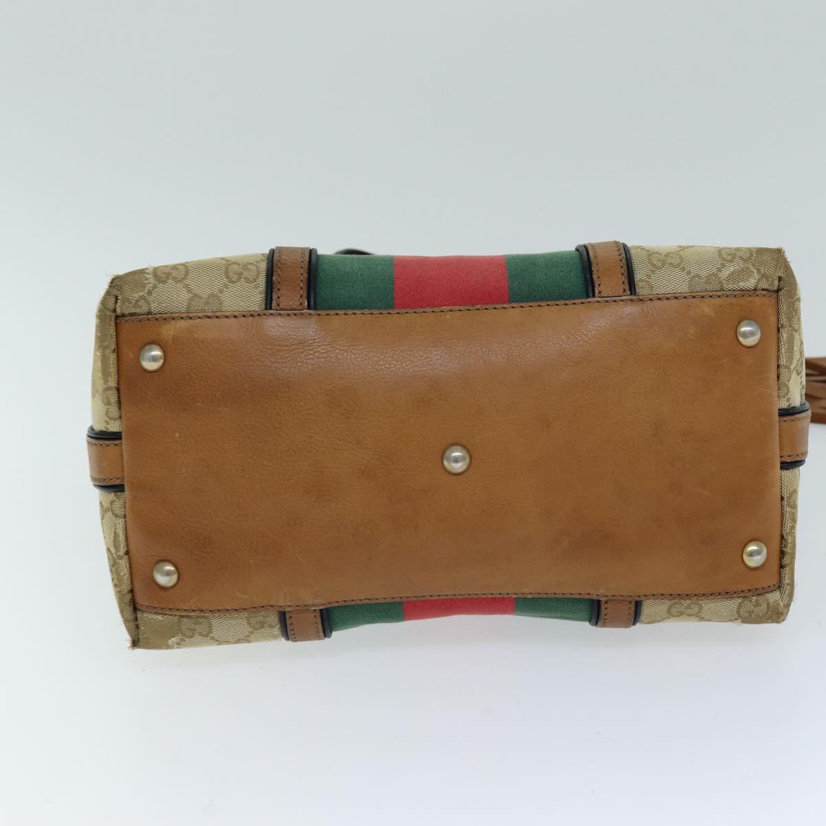 GUCCI GG Canvas Web Sherry Line Hand Bag 2way Beige Red Green 353114 75982