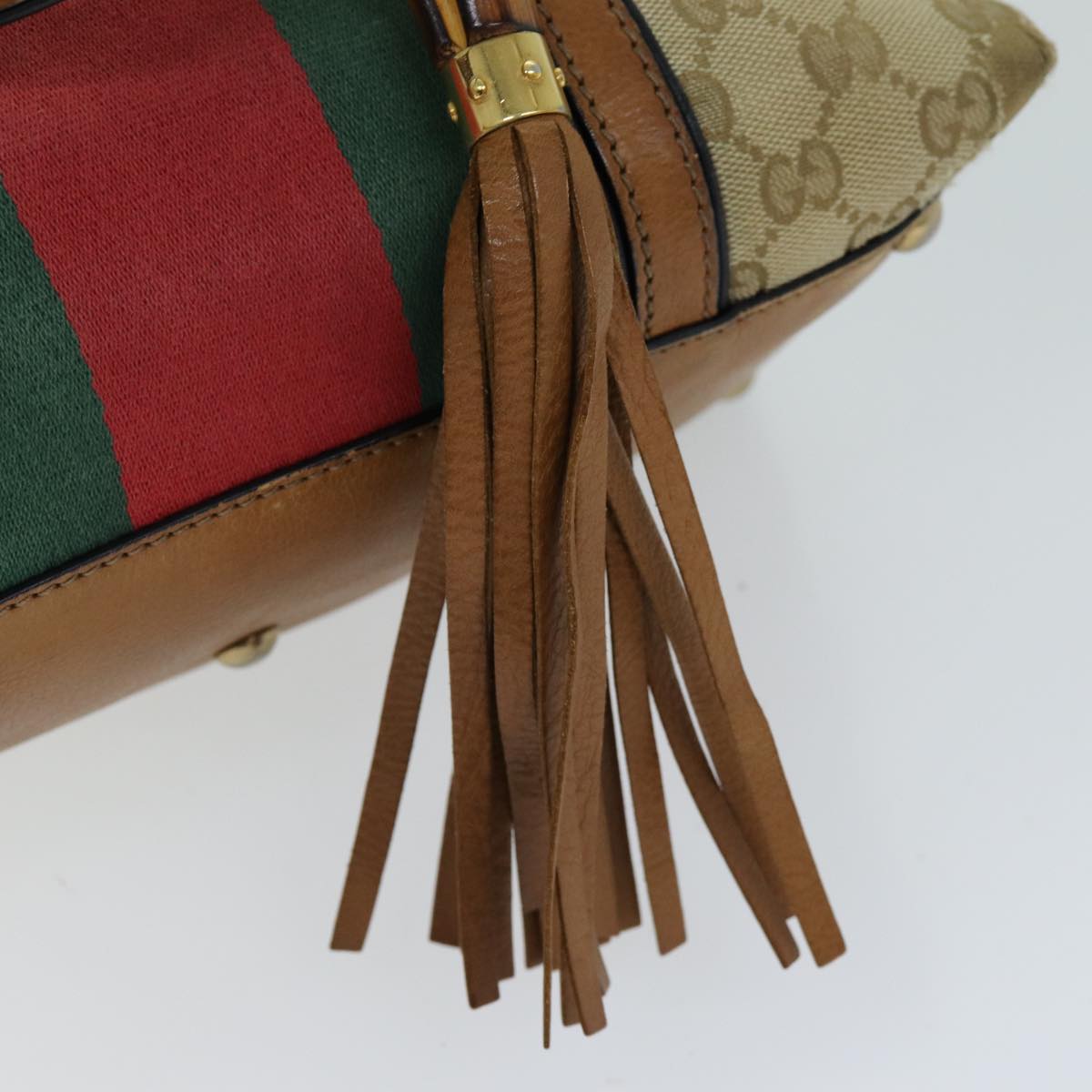 GUCCI GG Canvas Web Sherry Line Hand Bag 2way Beige Red Green 353114 75982