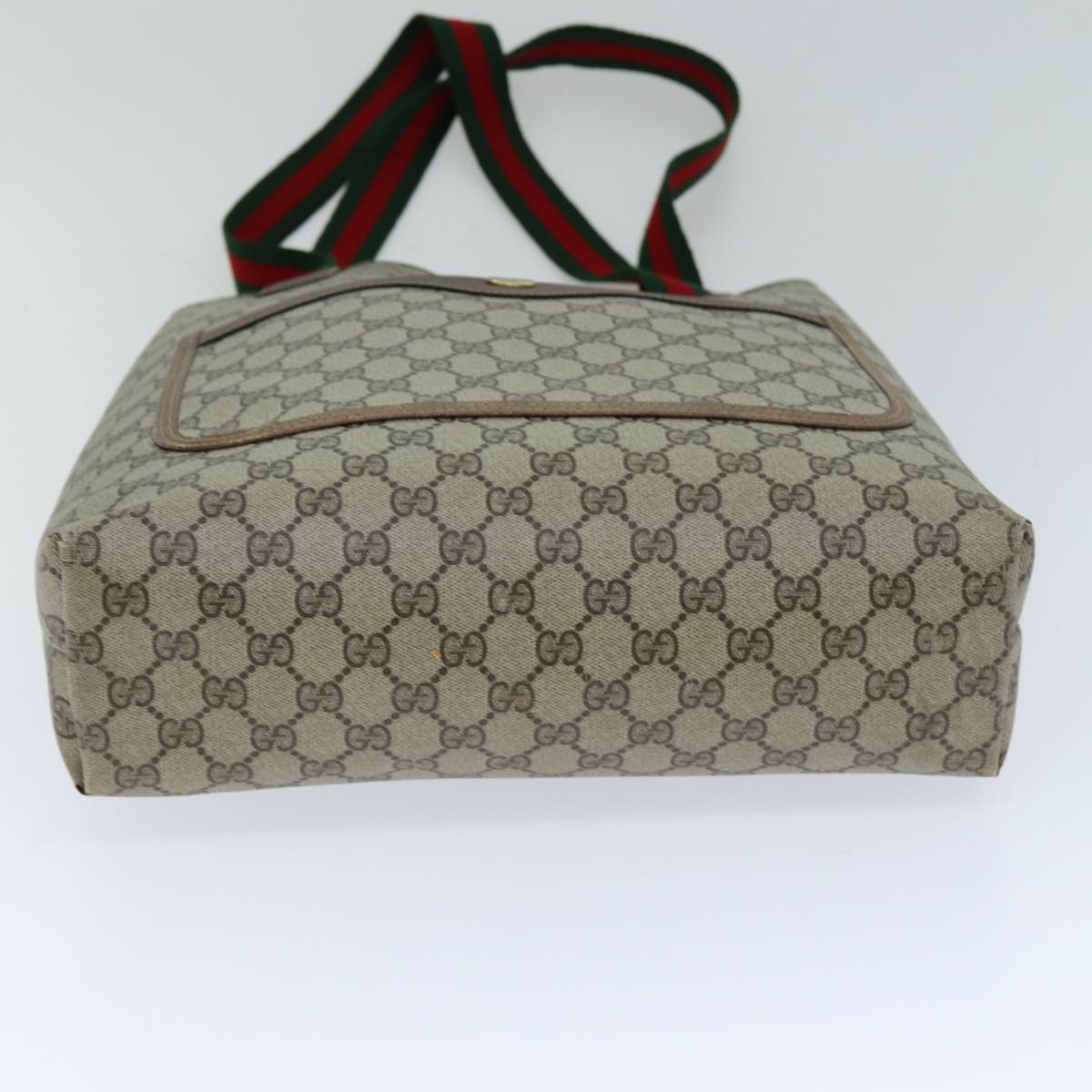 GUCCI GG Supreme Web Sherry Line Tote Bag PCVLeather Beige 39 02 003 75990