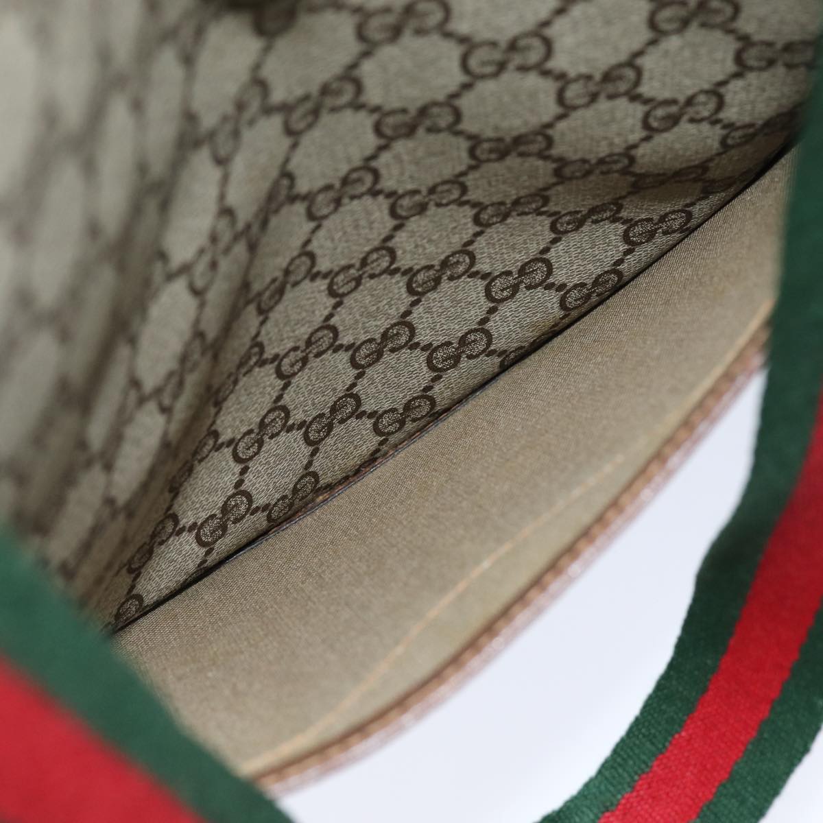 GUCCI GG Supreme Web Sherry Line Tote Bag PCVLeather Beige 39 02 003 75990