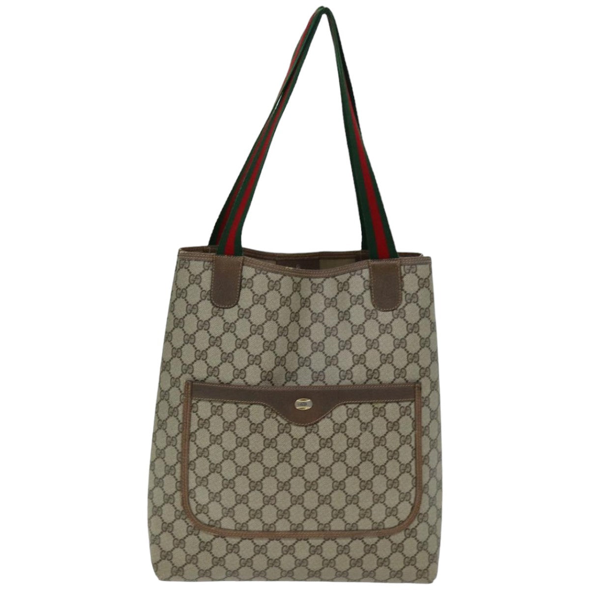GUCCI GG Supreme Web Sherry Line Tote Bag PCVLeather Beige 39 02 003 75990