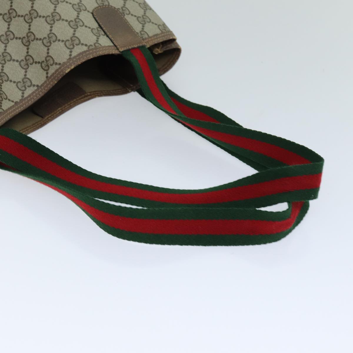 GUCCI GG Supreme Web Sherry Line Tote Bag PCVLeather Beige 39 02 003 75990