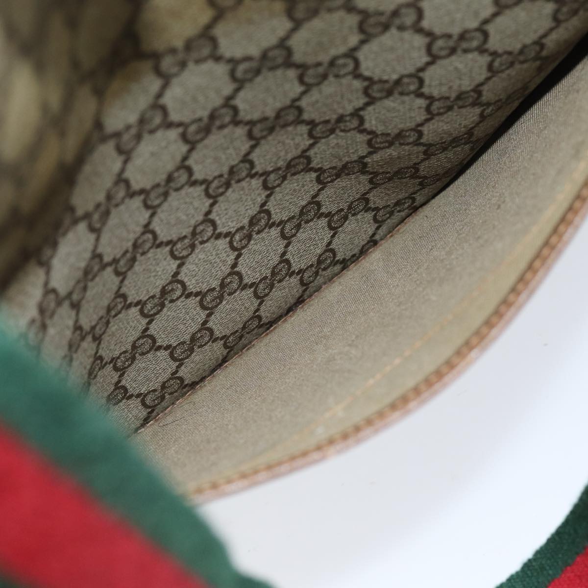 GUCCI GG Supreme Web Sherry Line Tote Bag PCVLeather Beige 39 02 003 75991