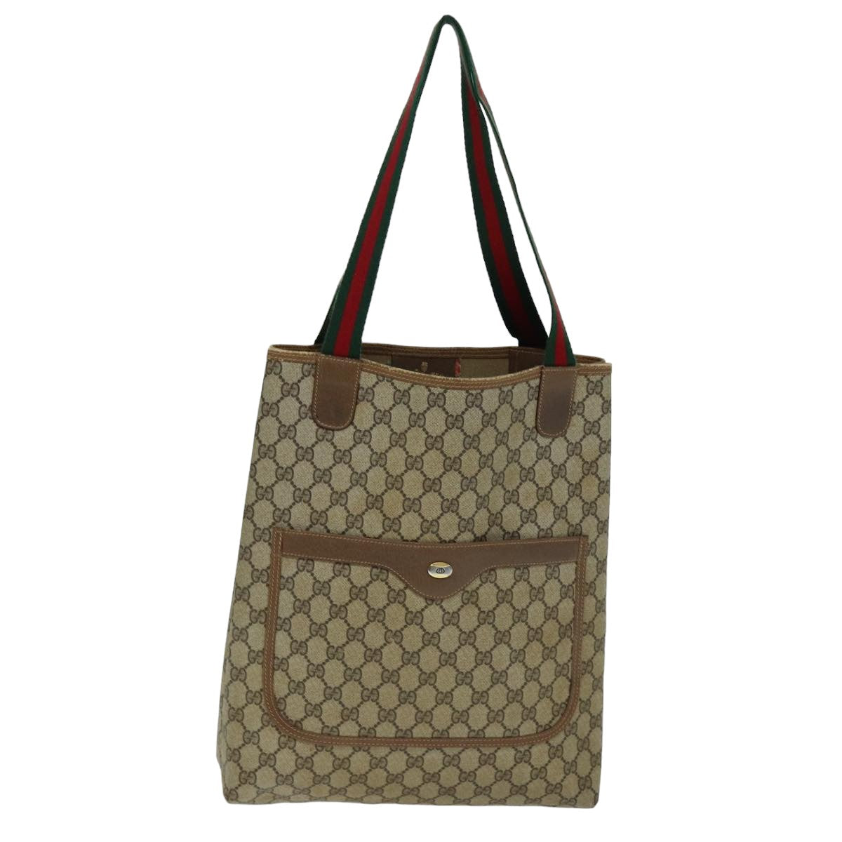GUCCI GG Supreme Web Sherry Line Tote Bag PCVLeather Beige 39 02 003 75991