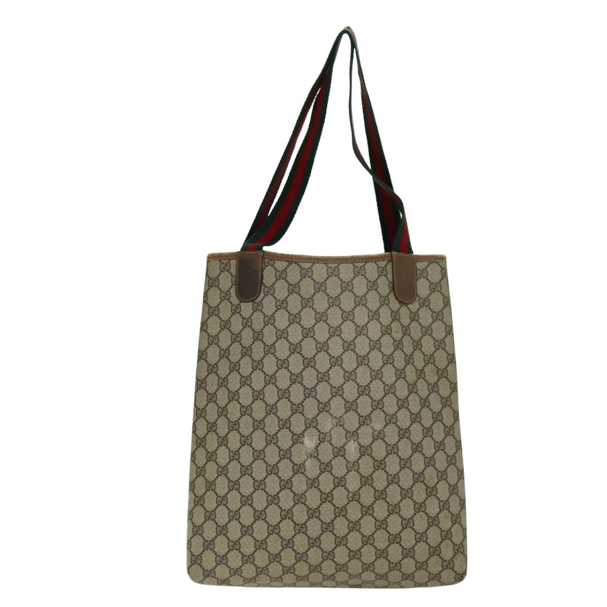 GUCCI GG Supreme Web Sherry Line Tote Bag PCVLeather Beige 39 02 003 75991