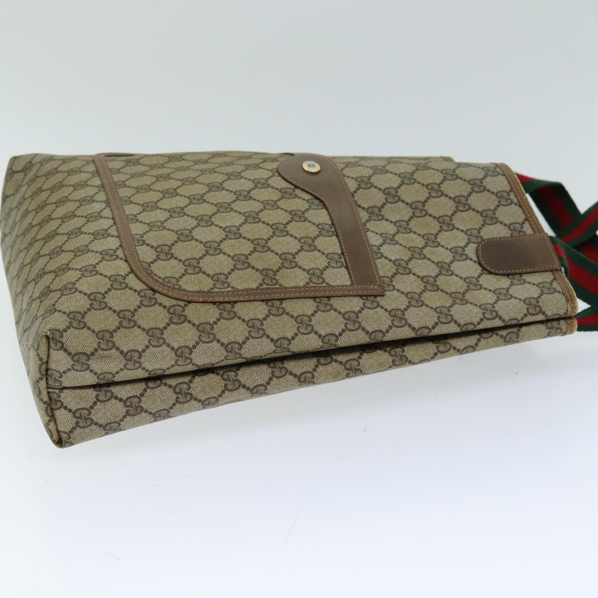 GUCCI GG Supreme Web Sherry Line Tote Bag PCVLeather Beige 39 02 003 75991
