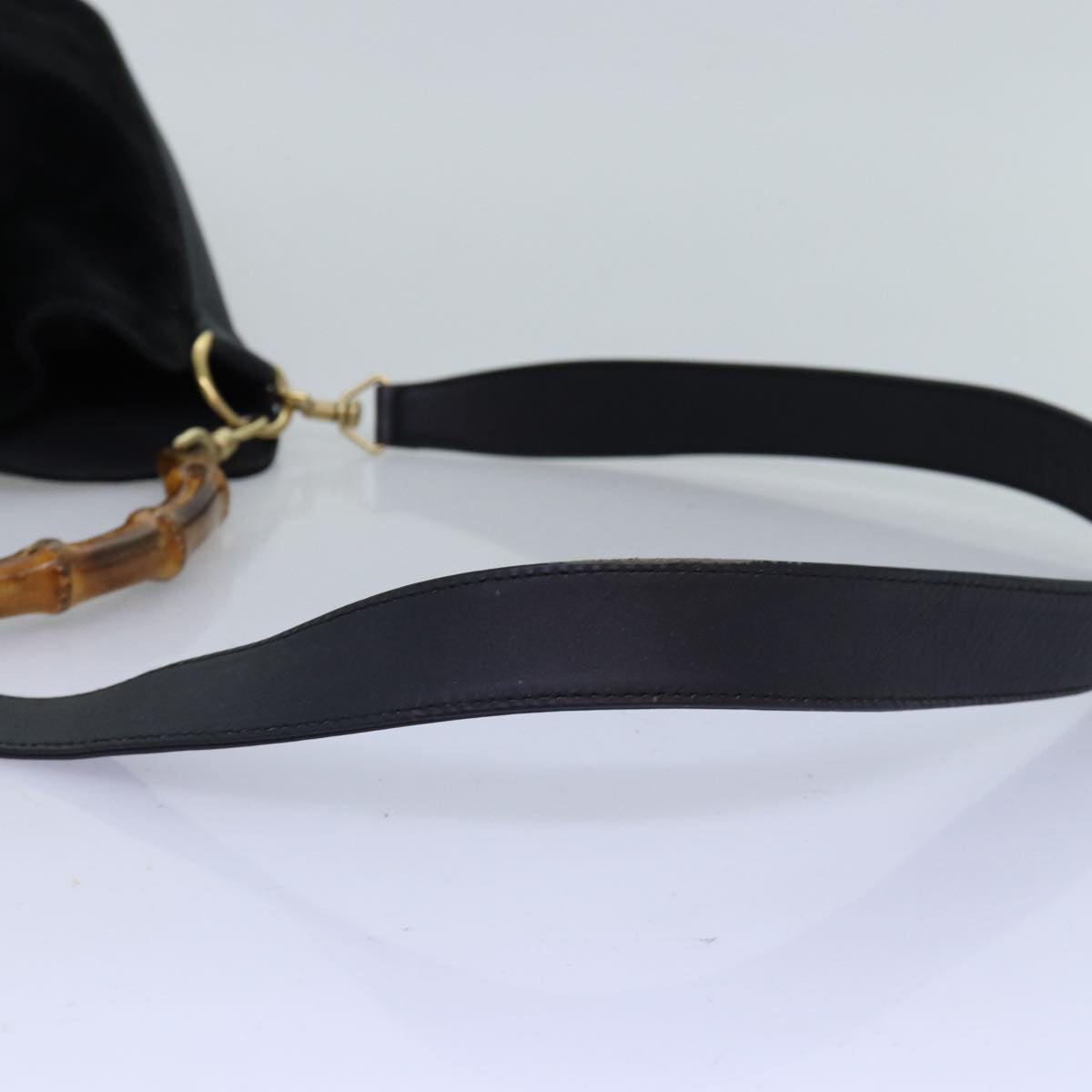 GUCCI Bamboo Shoulder Bag Suede 2way Black 001 1705 1638 76025