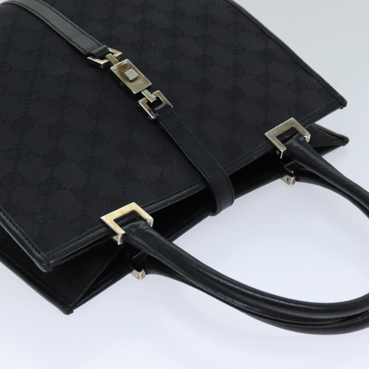 GUCCI Jackie GG Canvas Hand Bag Black 002 1065 76094