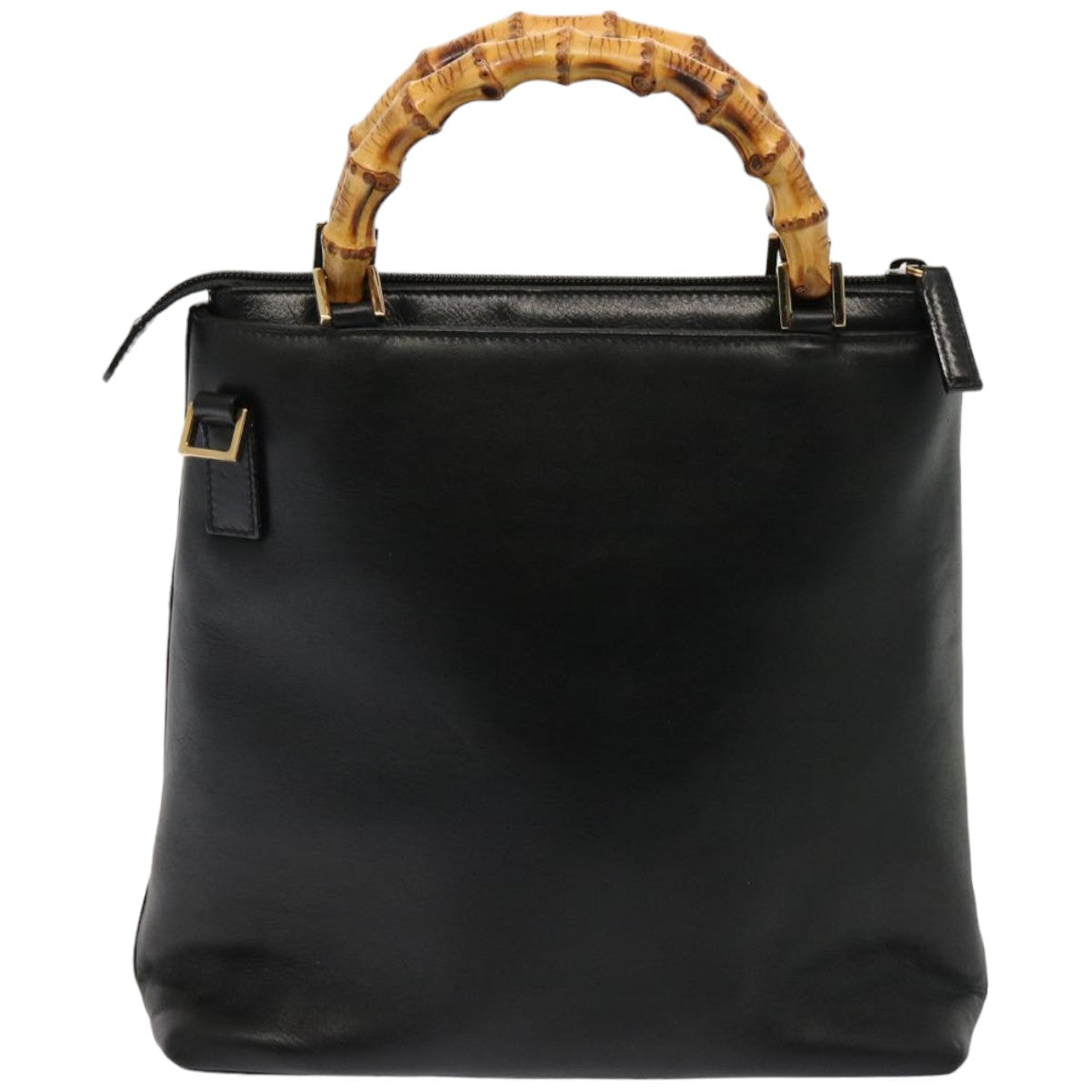 GUCCI Bamboo Hand Bag Leather 2way Black 76118
