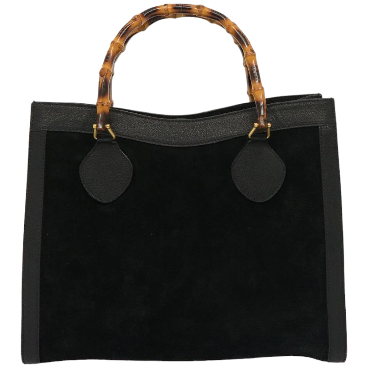 GUCCI Bamboo Tote Bag Suede Leather Black 002 0260 2615 76121