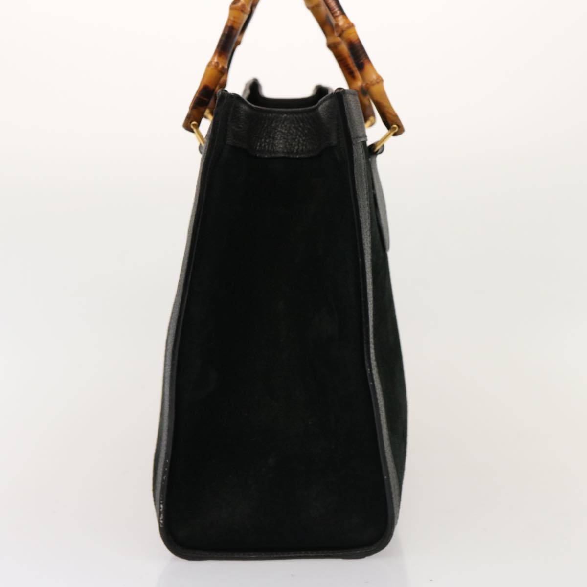 GUCCI Bamboo Tote Bag Suede Leather Black 002 0260 2615 76121