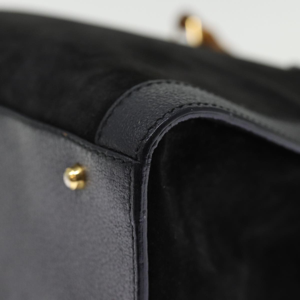 GUCCI Bamboo Hand Bag Suede Leather Black 002 1186 0260 76161