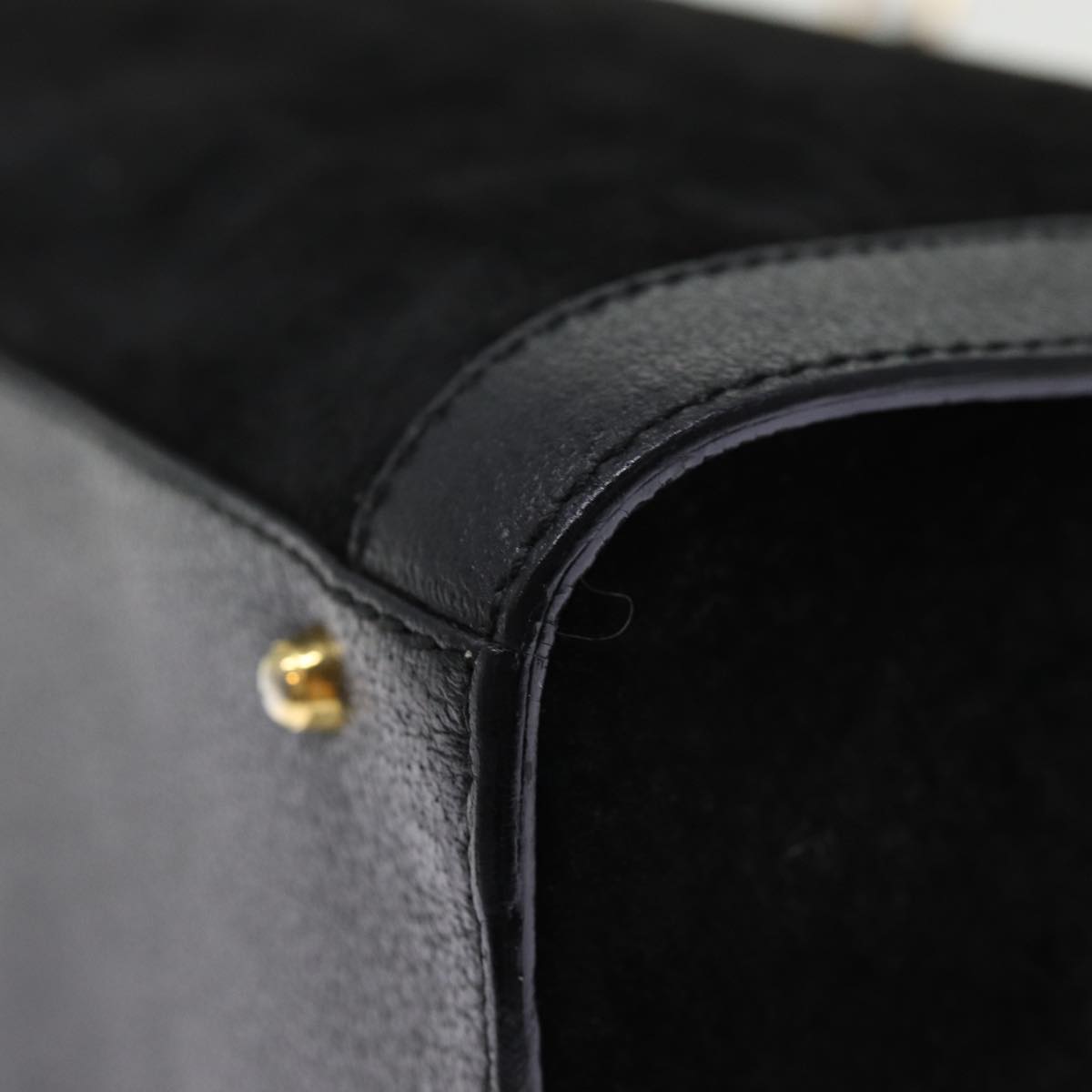 GUCCI Bamboo Hand Bag Suede Leather Black 002 1186 0260 76161
