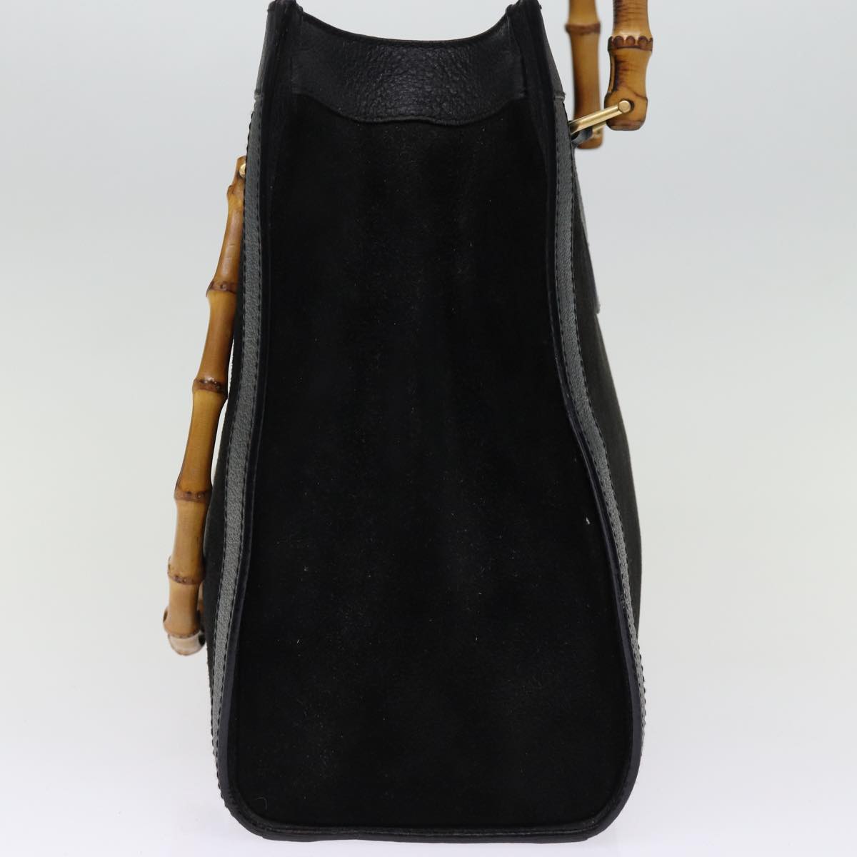 GUCCI Bamboo Hand Bag Suede Leather Black 002 1186 0260 76161