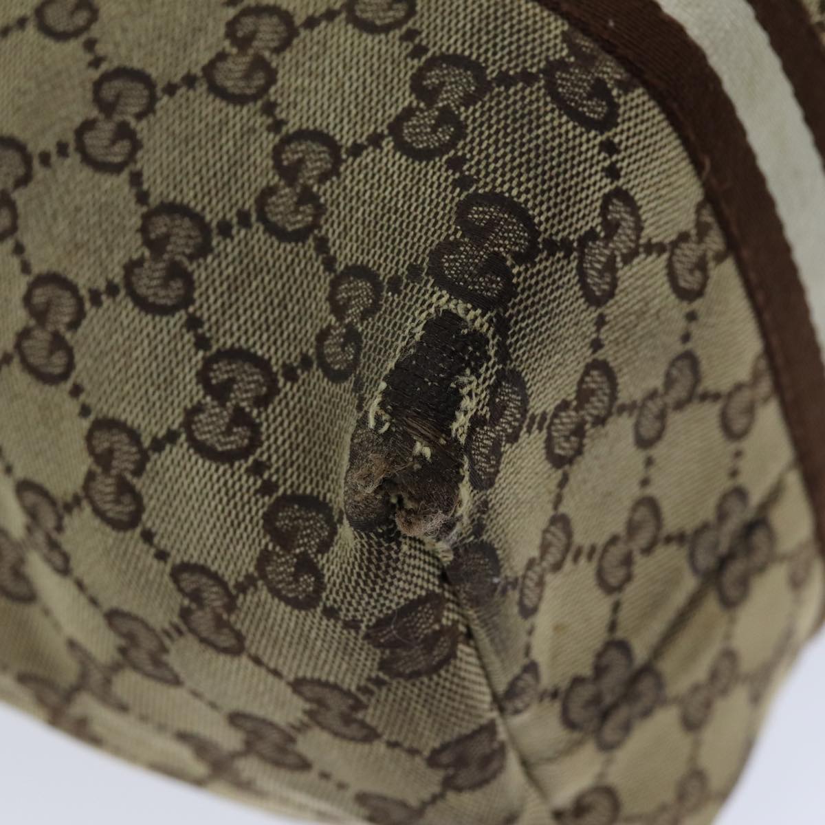GUCCI GG Canvas Sherry Line Tote Bag Beige Brown 139260 76163
