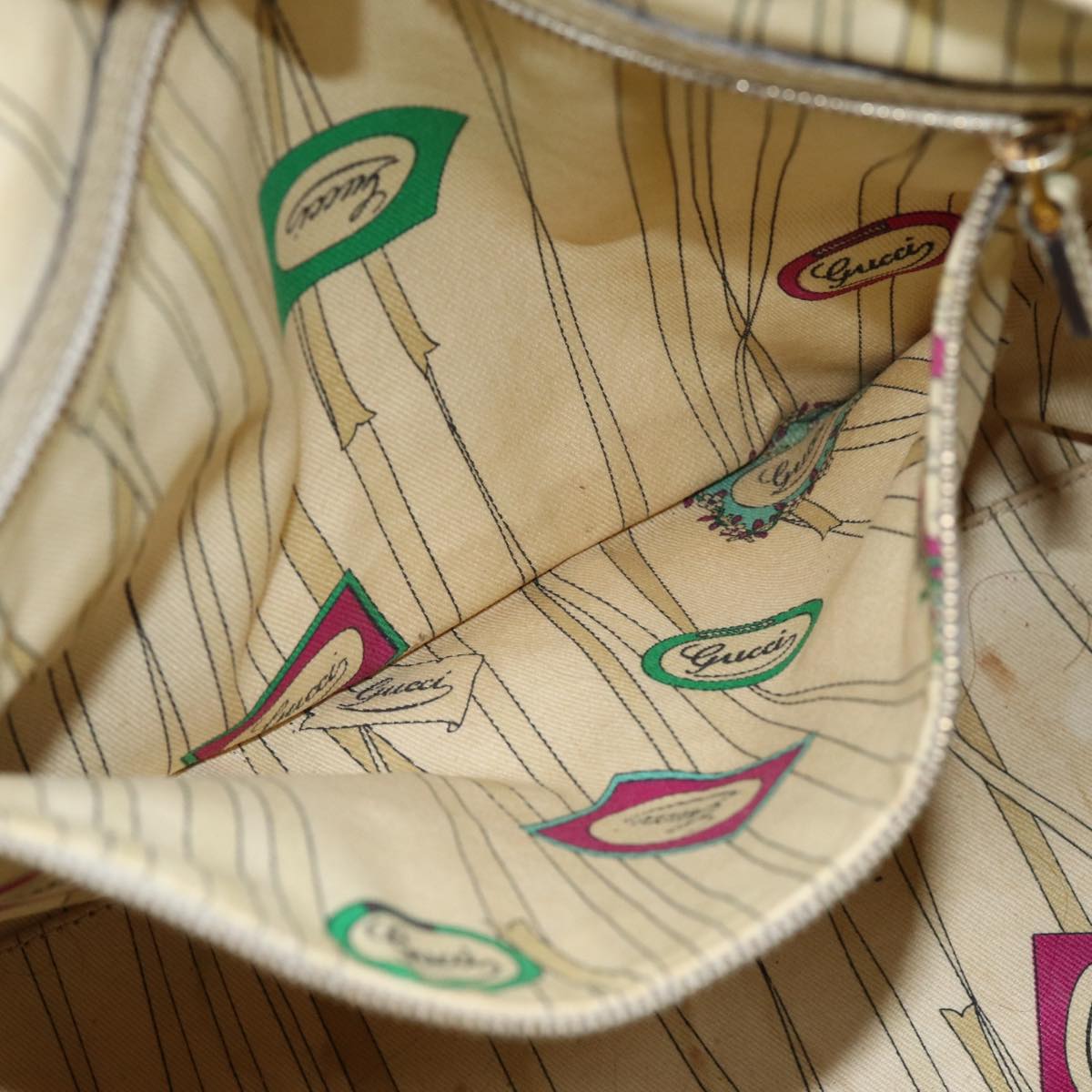 GUCCI GG Canvas Sherry Line Tote Bag Beige Brown 139260 76163
