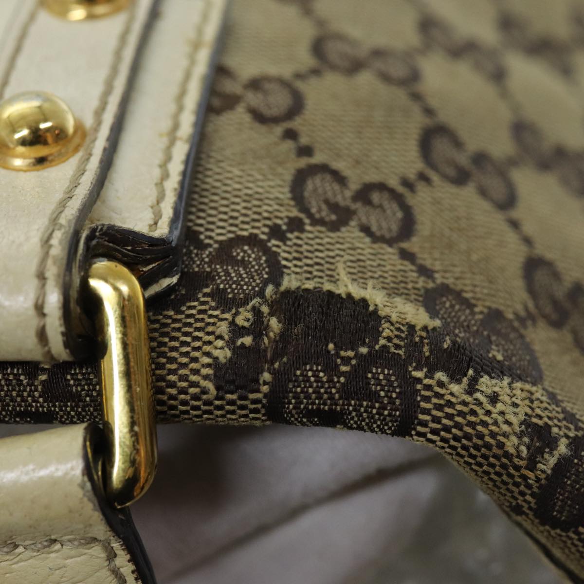 GUCCI GG Canvas Sherry Line Tote Bag Beige Brown 139260 76163