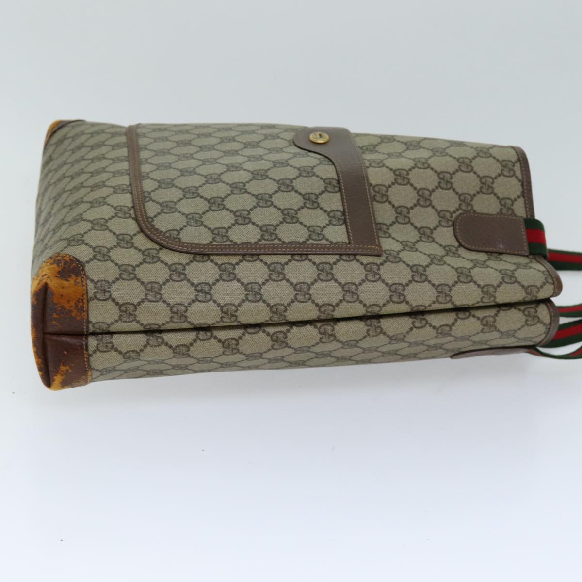 GUCCI GG Supreme Web Sherry Line Tote Bag PVC Beige Red 002 58 6487 76166