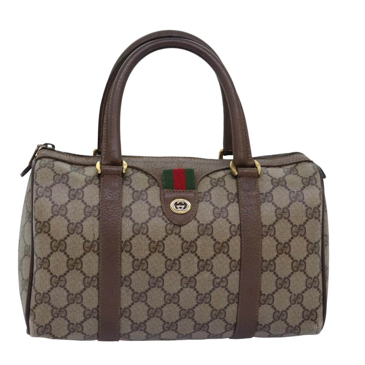 GUCCI GG Supreme Web Sherry Line Hand Bag PVC Beige Red 40 02 006 76193