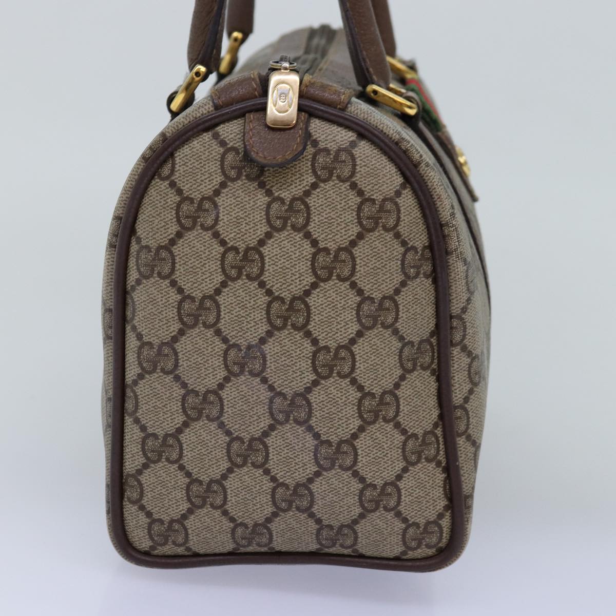 GUCCI GG Supreme Web Sherry Line Hand Bag PVC Beige Red 40 02 006 76193