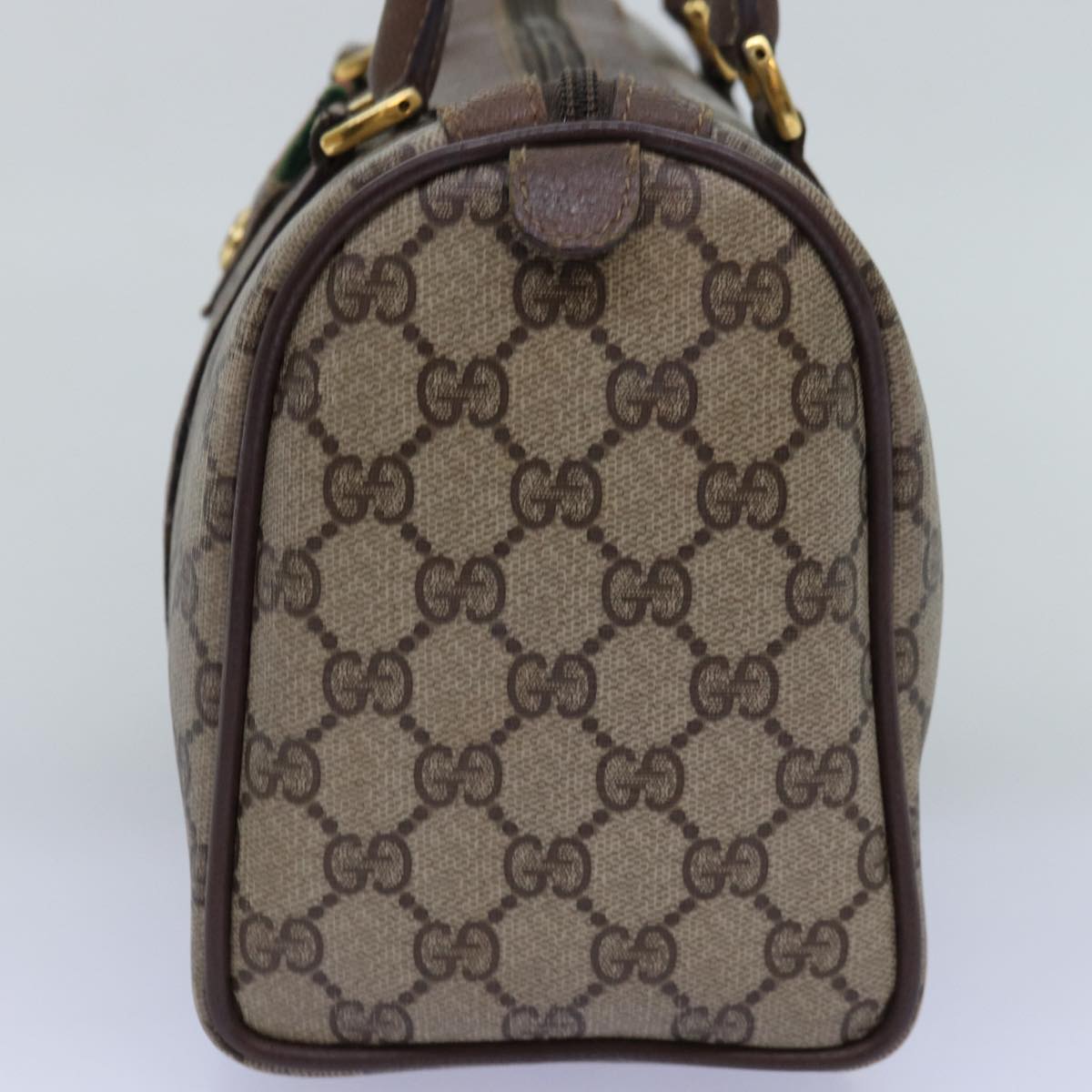 GUCCI GG Supreme Web Sherry Line Hand Bag PVC Beige Red 40 02 006 76193
