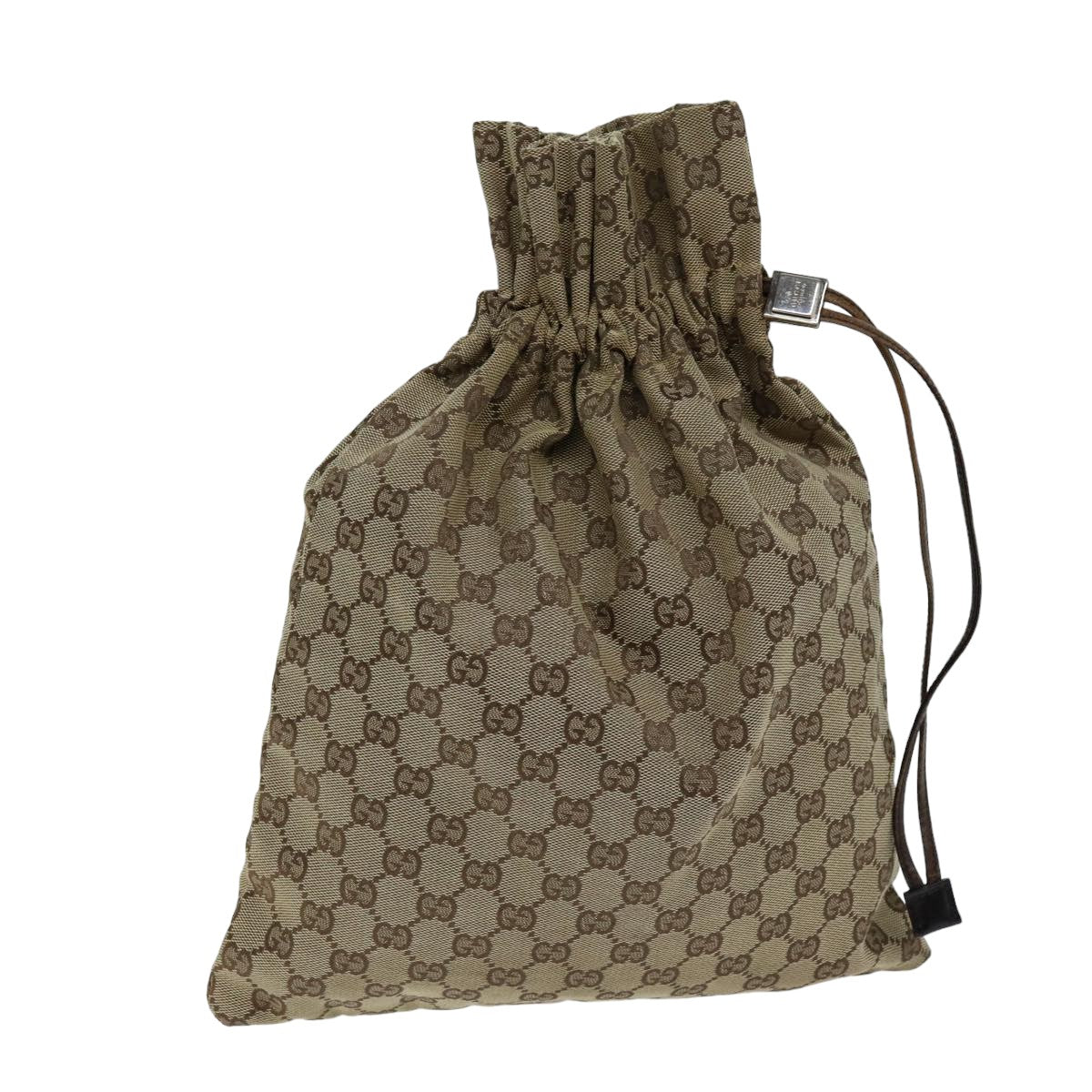 GUCCI GG Canvas Drawstring Pouch Beige 014 1136 3754 76205