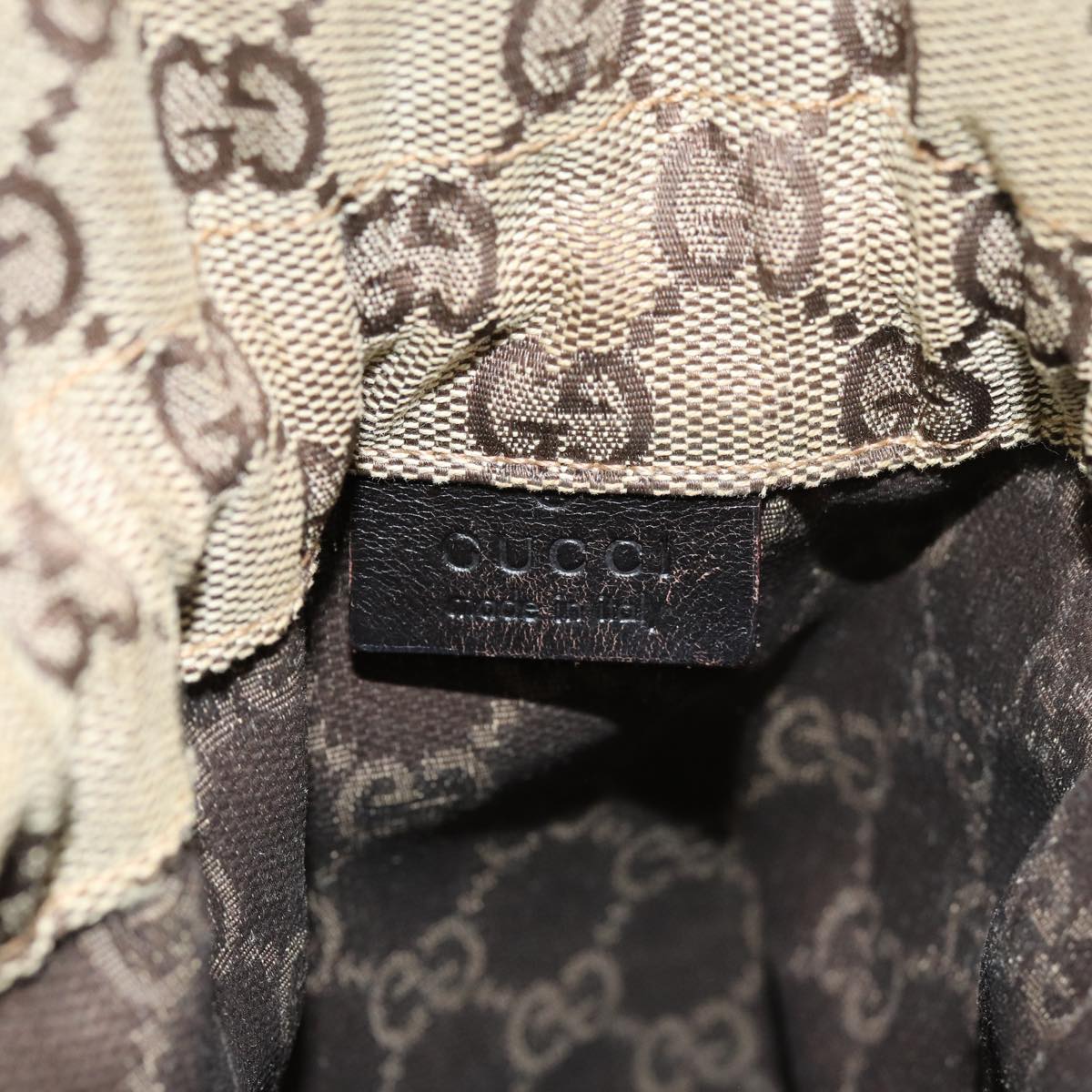 GUCCI GG Canvas Drawstring Pouch Beige 014 1136 3754 76205