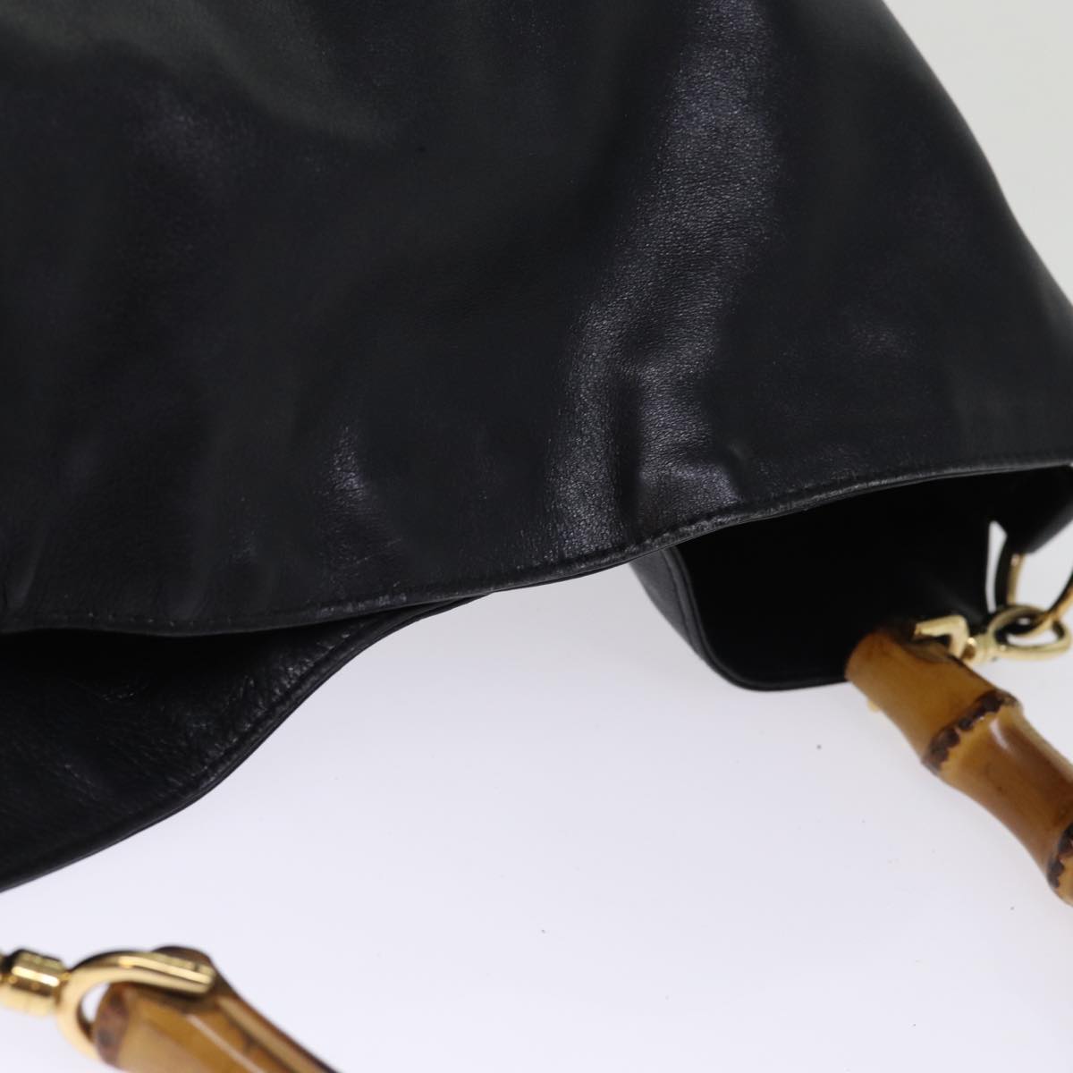 GUCCI Bamboo Shoulder Bag Leather 2way Black 001 1998 1577 76215