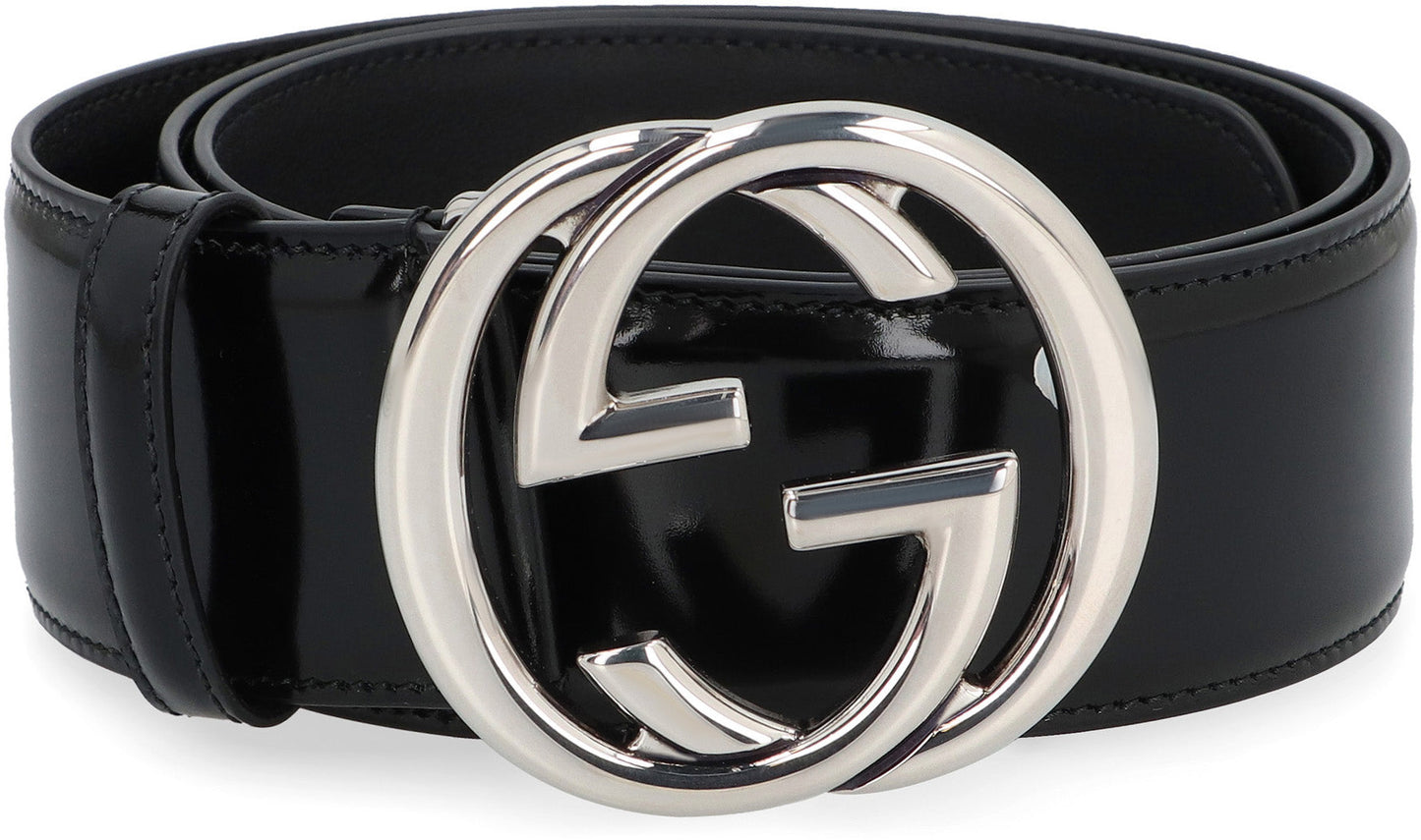 GUCCI Adjustable Leather Belt with Metallic GG Buckle