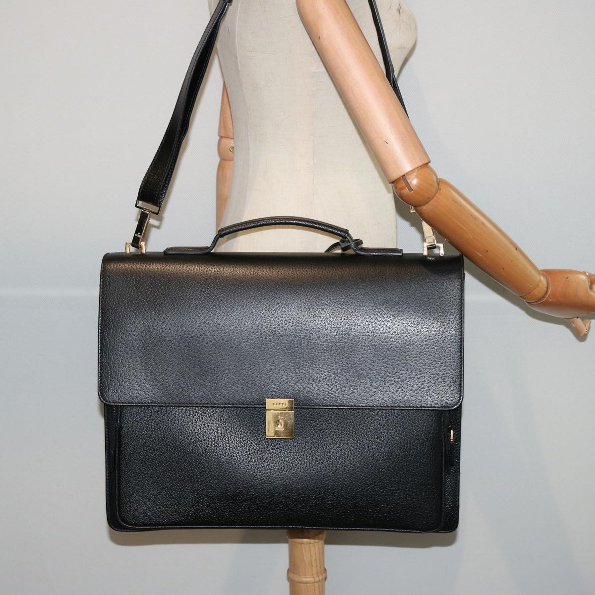 GUCCI Business Bag Leather Outlet 2way Black 76386