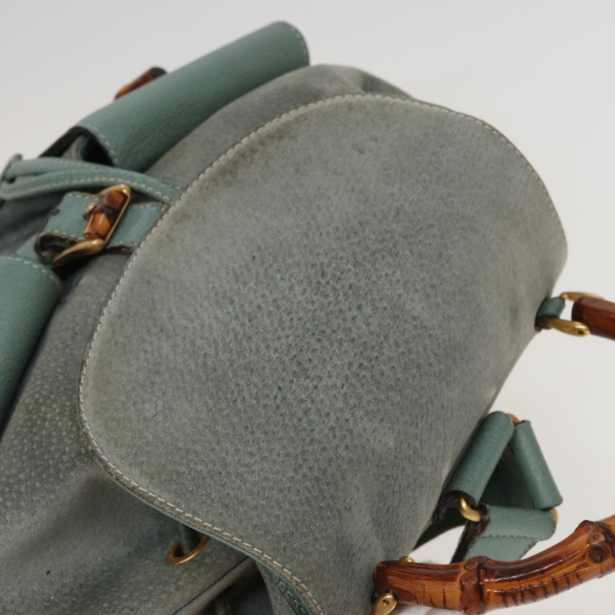 GUCCI Bamboo Backpack Suede Blue 003 1998 0016 76388