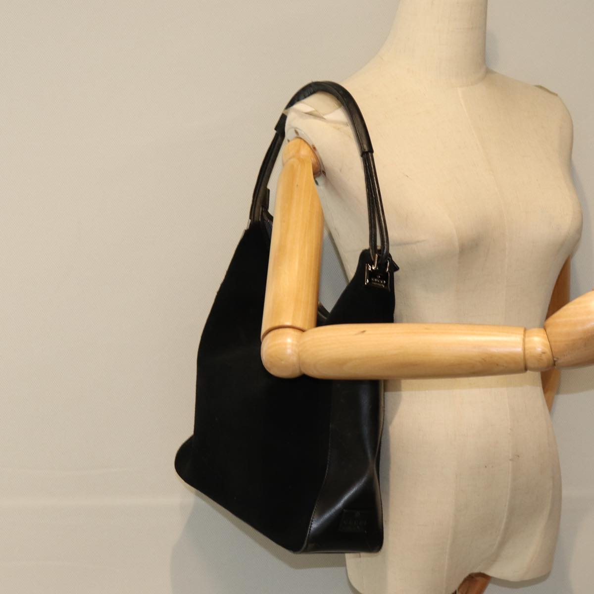GUCCI Shoulder Bag Suede Black 001 3770 76389