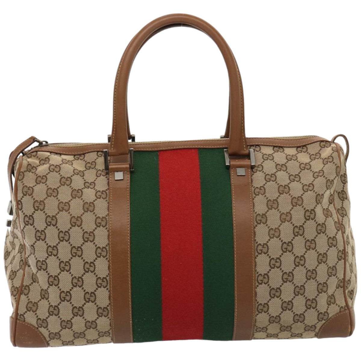 GUCCI GG Canvas Web Sherry Line Boston Bag Beige Red 2122 000 5301 76390