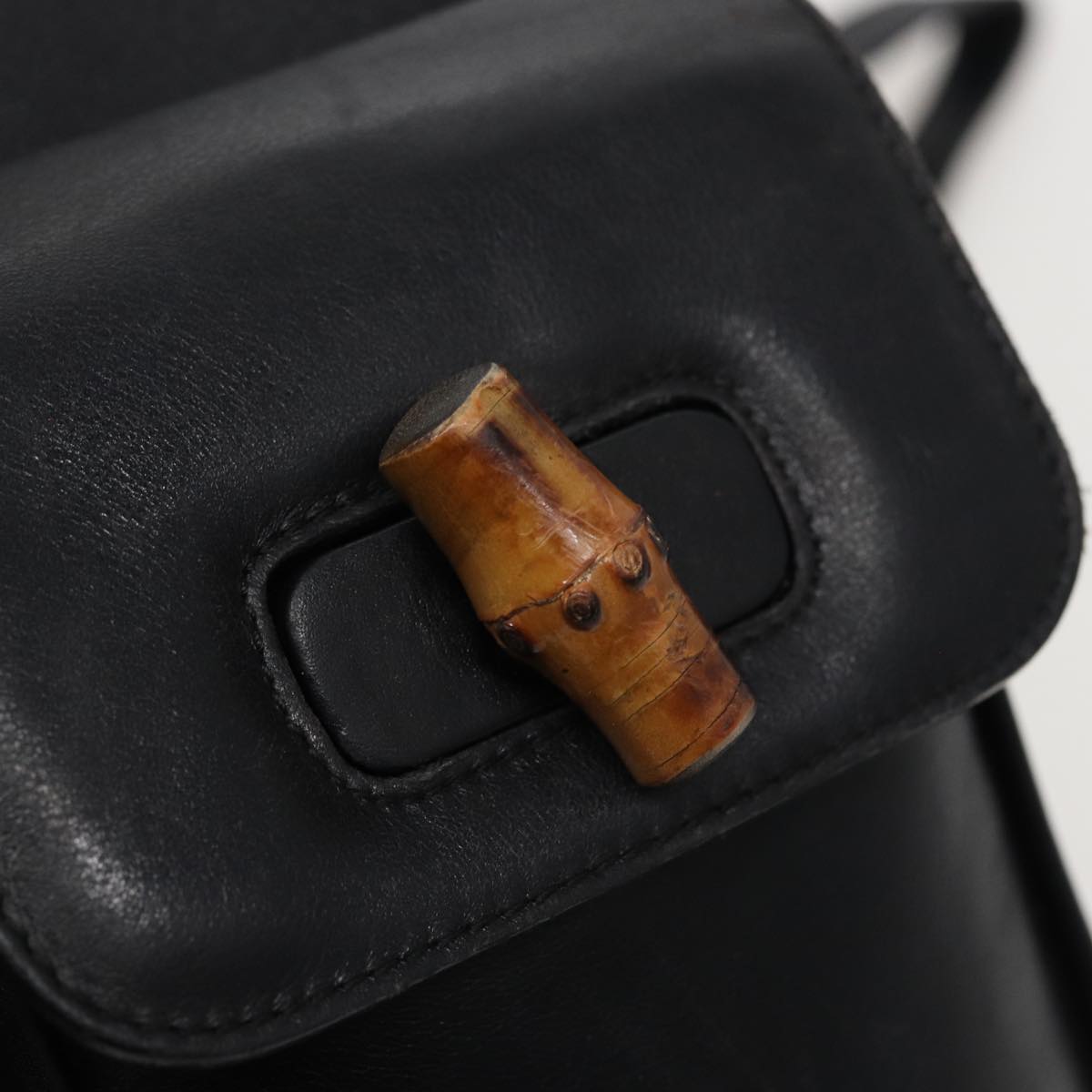 GUCCI Bamboo Backpack Leather Black 003 2058 0016 76392