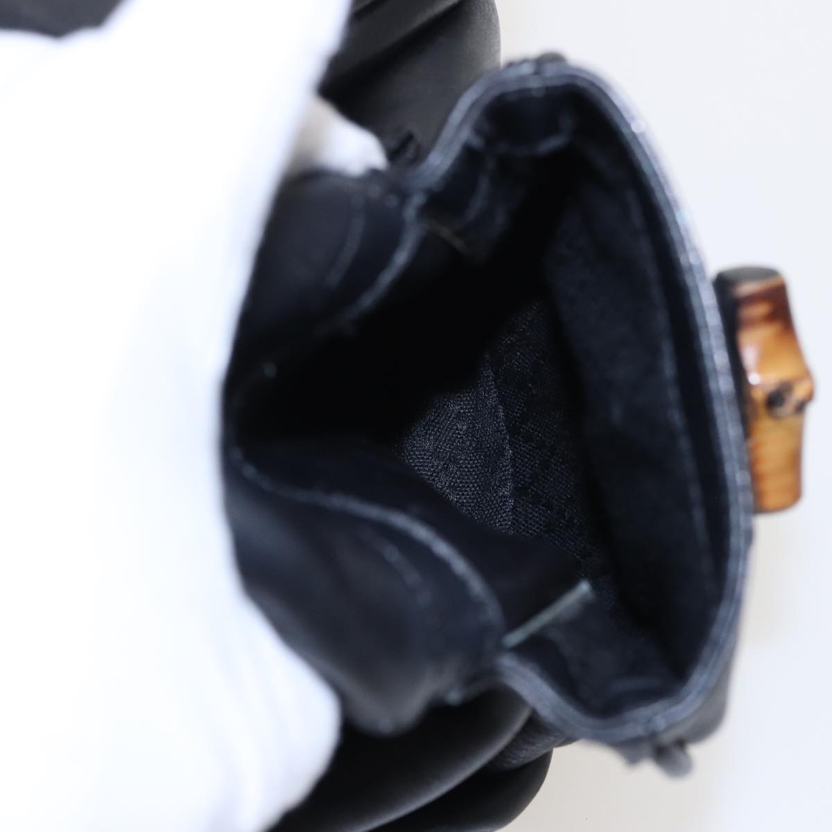 GUCCI Bamboo Backpack Leather Black 003 2058 0016 76392
