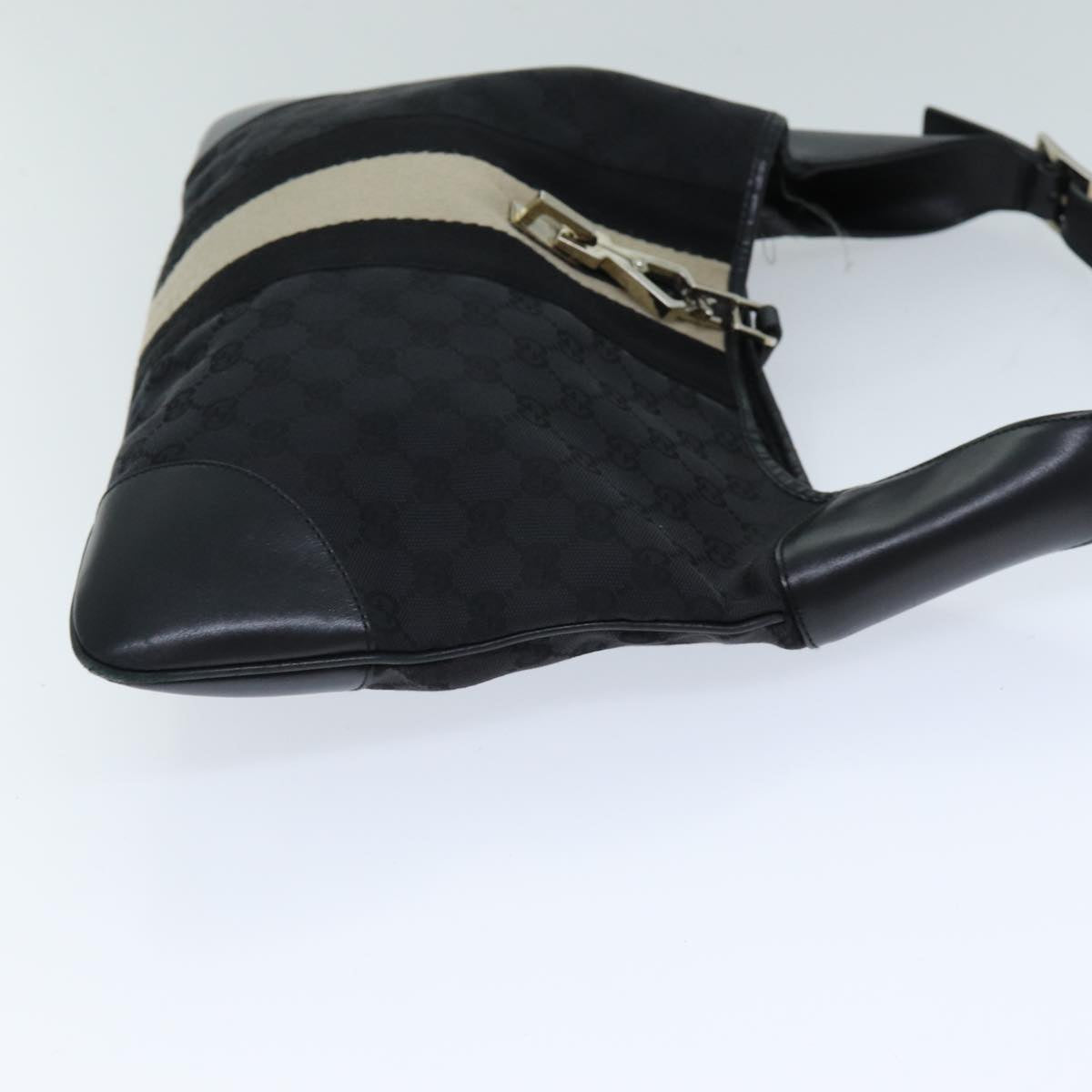 GUCCI GG Canvas Jackie Shoulder Bag Black White 001 4075 76393