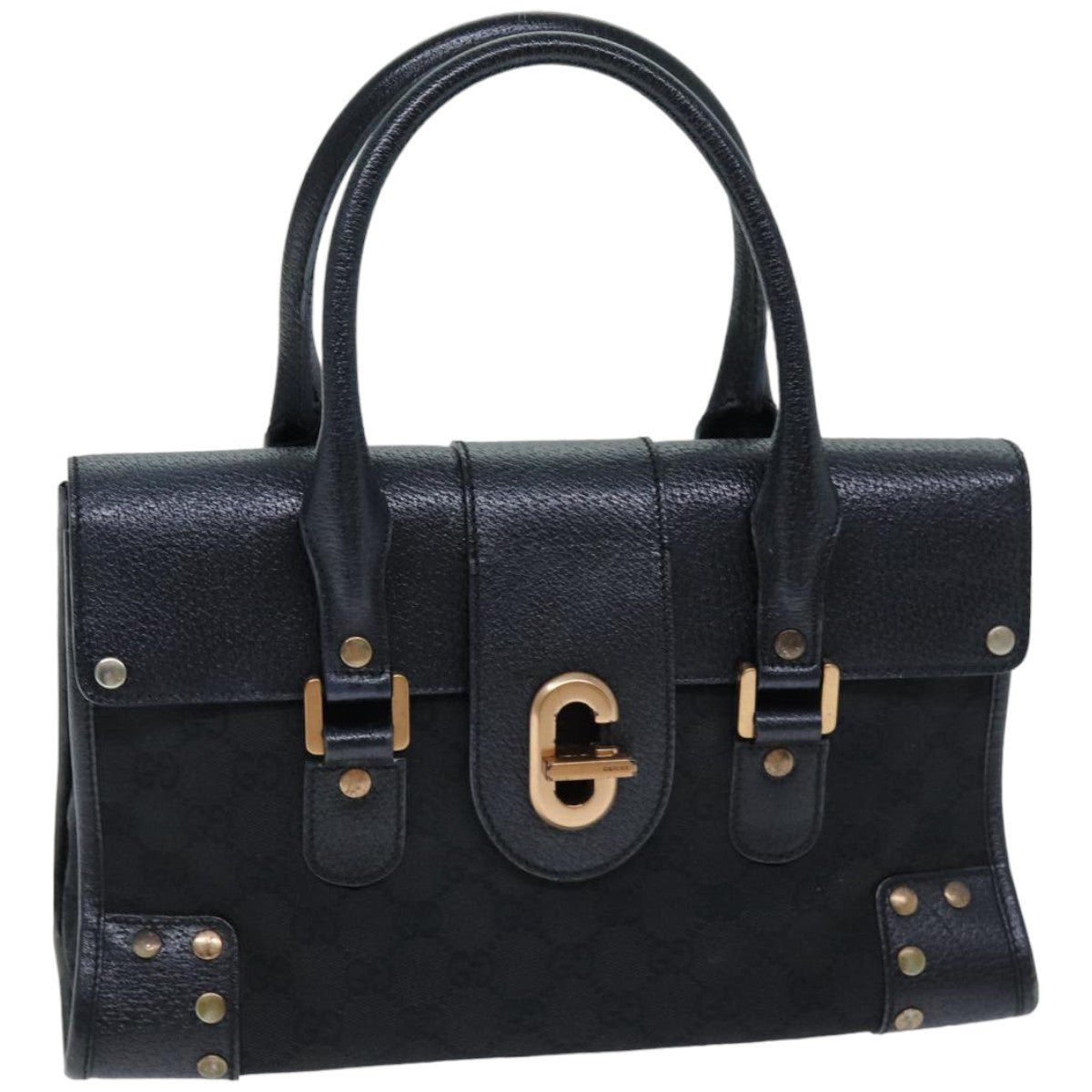 GUCCI GG Canvas Hand Bag Black 124286 76395