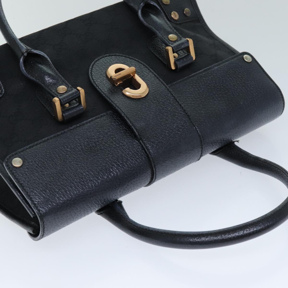 GUCCI GG Canvas Hand Bag Black 124286 76395
