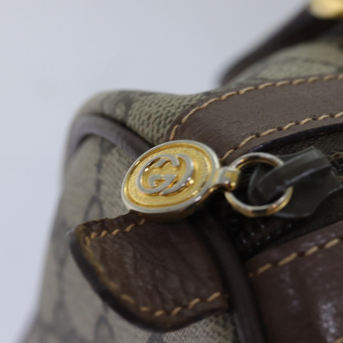 GUCCI GG Supreme Web Sherry Line Boston Bag PVC Beige 002 615 6838 76396