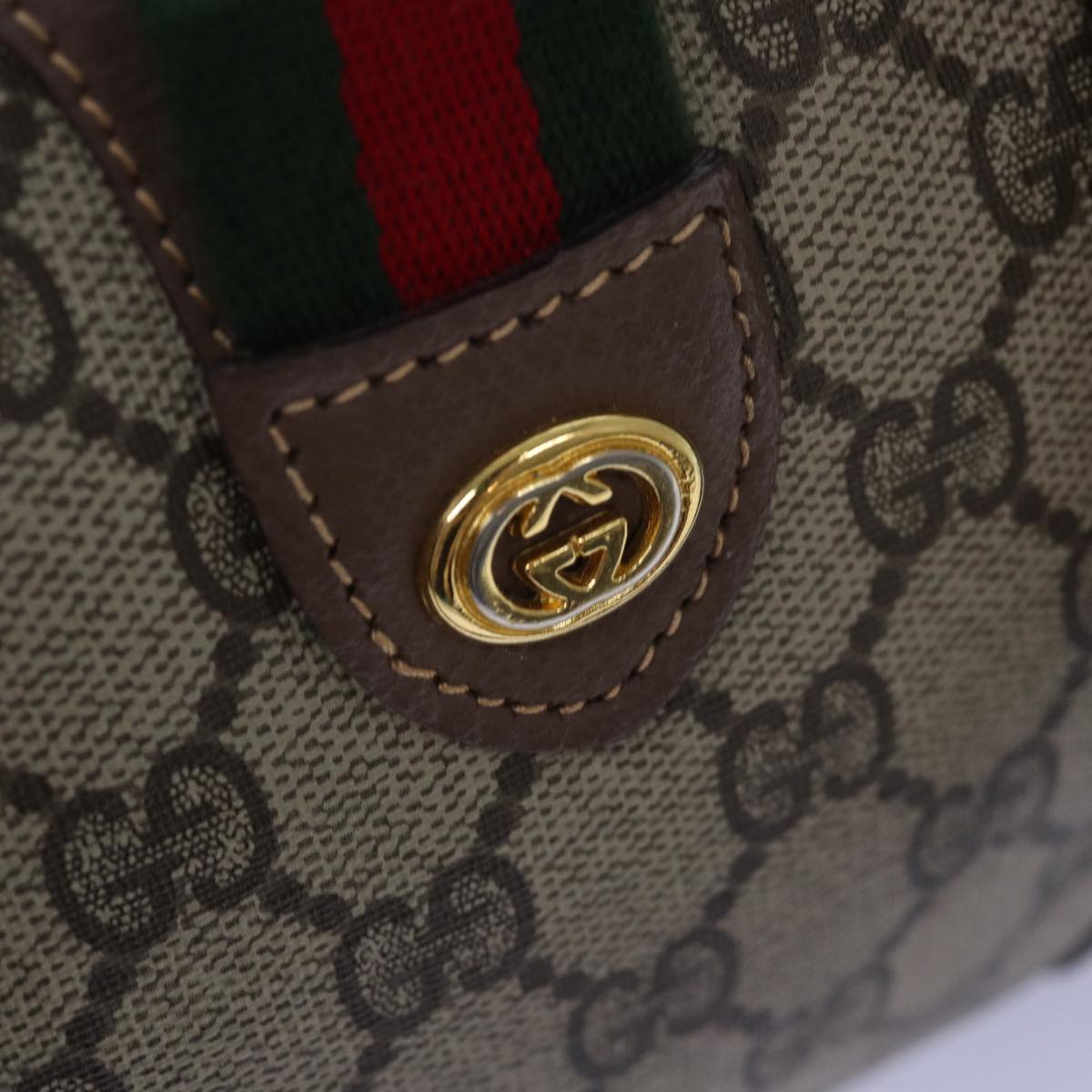 GUCCI GG Supreme Web Sherry Line Boston Bag PVC Beige 002 615 6838 76396