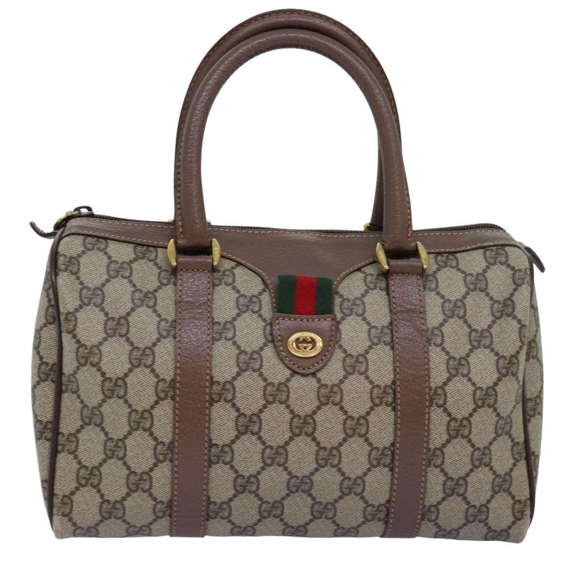 GUCCI GG Supreme Web Sherry Line Boston Bag PVC Beige 002 615 6838 76396