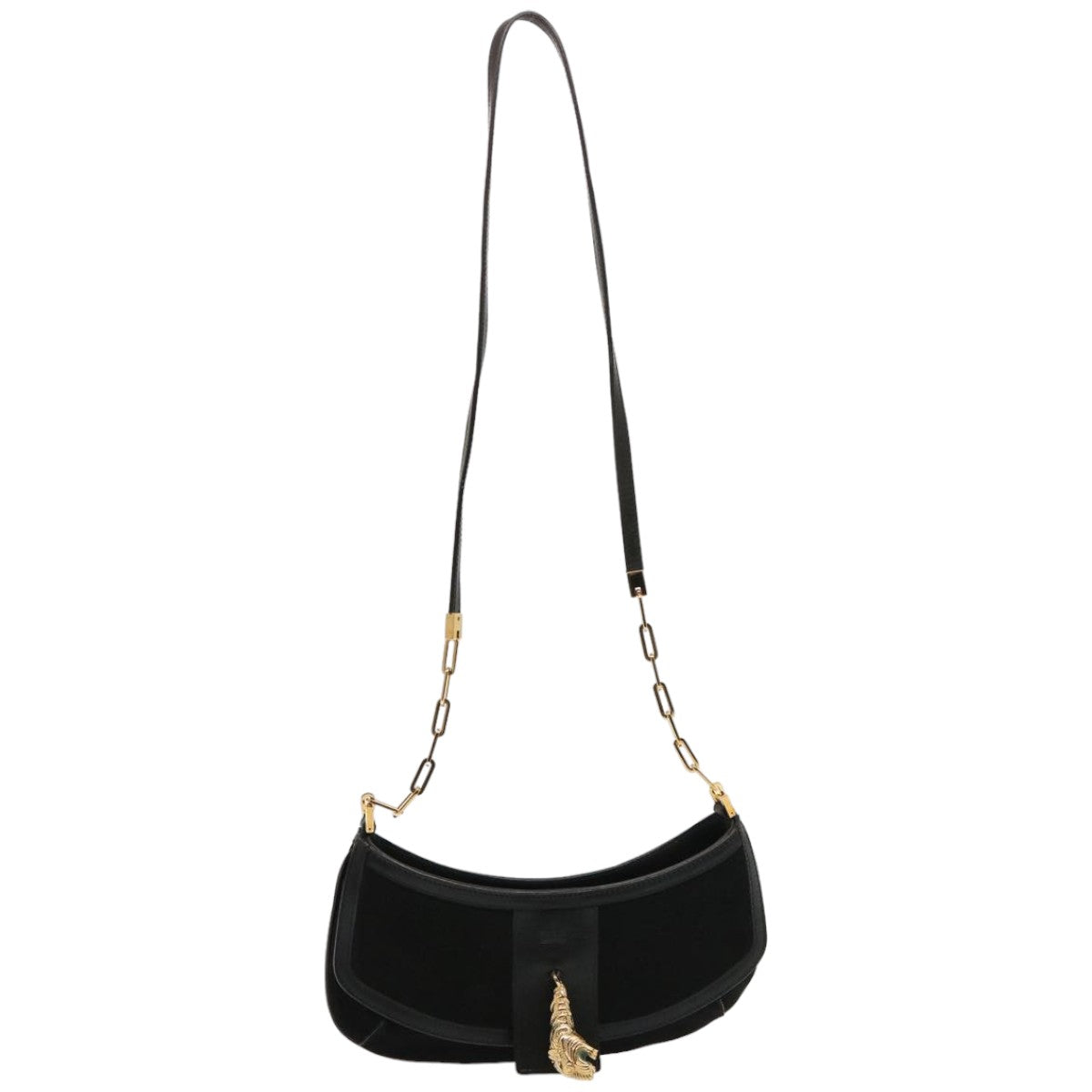 GUCCI Shoulder Bag Suede Black 001 4115 76397
