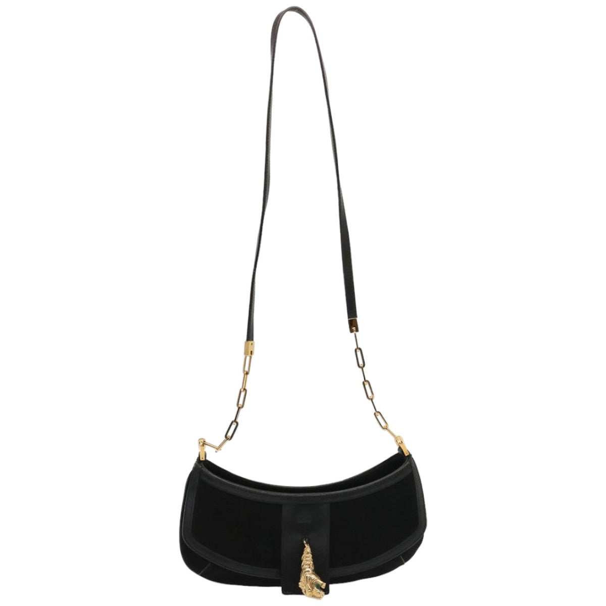 GUCCI Shoulder Bag Suede Black 001 4115 76397