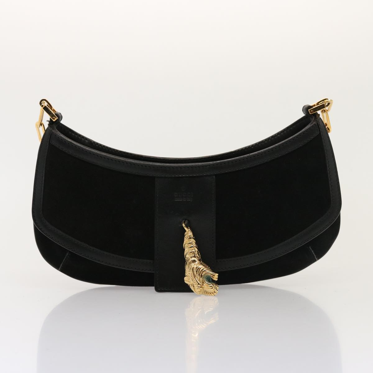 GUCCI Shoulder Bag Suede Black 001 4115 76397
