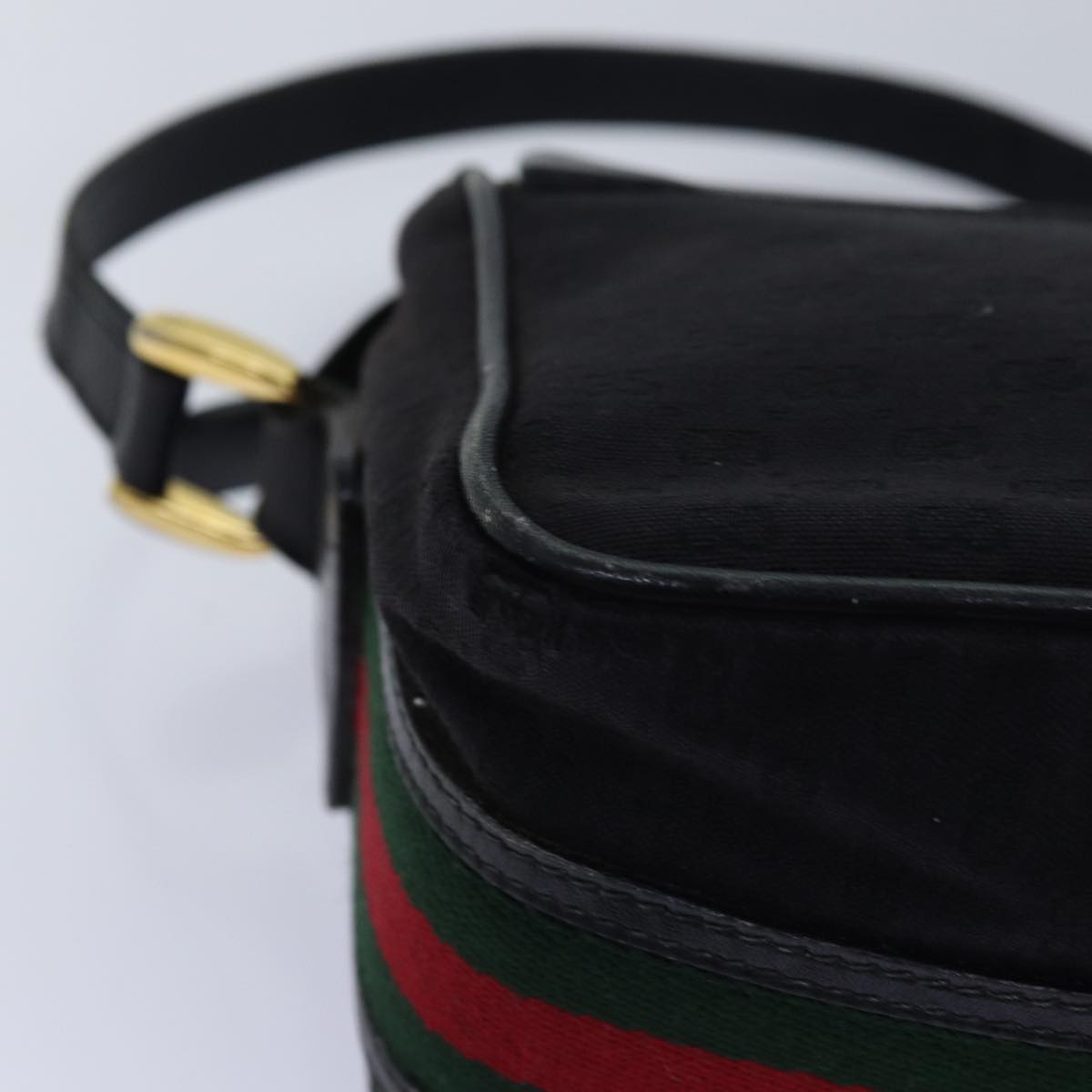 GUCCI Micro GG Canvas Web Sherry Line Shoulder Bag Black 67 01 4426 76402