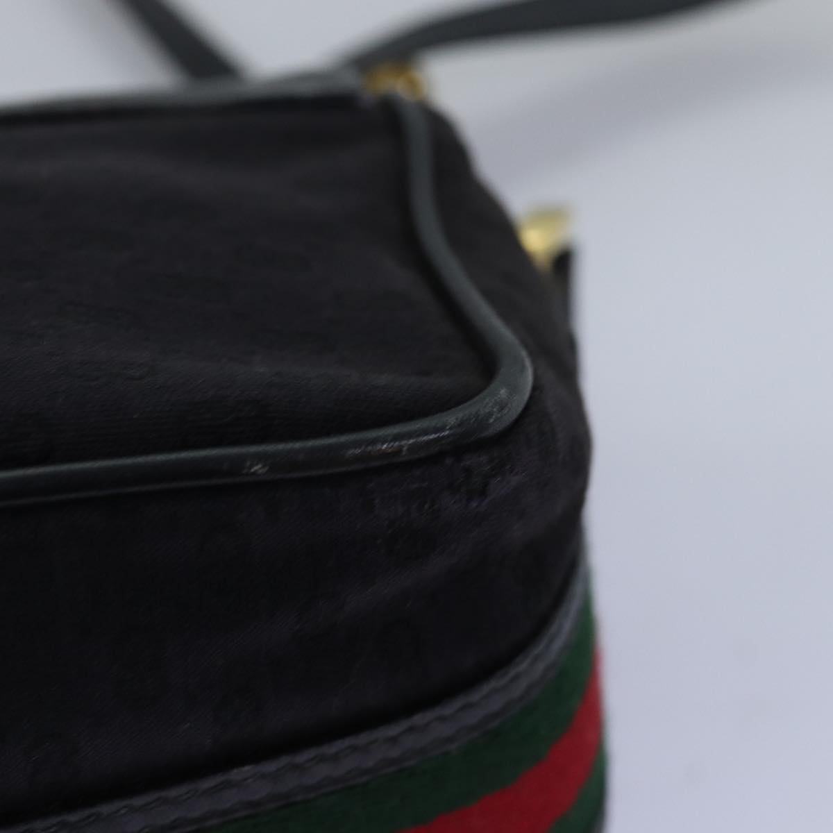 GUCCI Micro GG Canvas Web Sherry Line Shoulder Bag Black 67 01 4426 76402