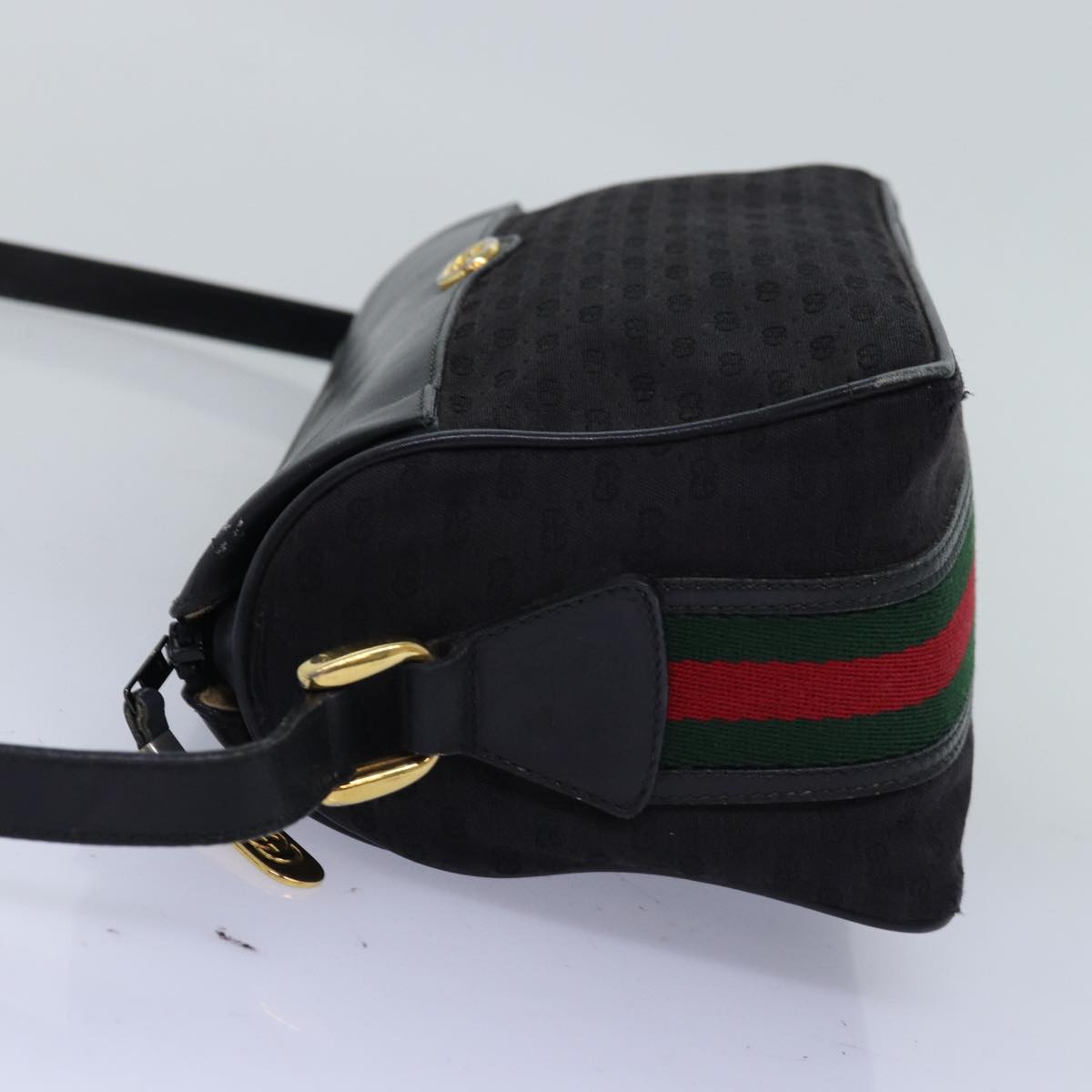 GUCCI Micro GG Canvas Web Sherry Line Shoulder Bag Black 67 01 4426 76402